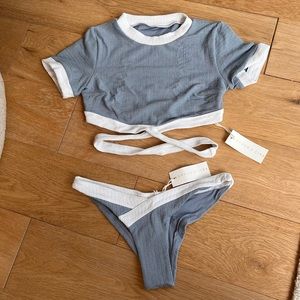 Kopper and Zinc Sky Blue Swimswuit